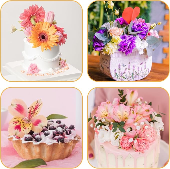 Sliverdew 30 Pcs Plastic Flower Stems Tube Holder Fresh Flower Cake Spikes Pointed End Flowers Arrangement Holders for DIY Valentine's Day Crafts