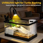 Large Turtle Tank Kit,All in One Red Eared Slider Aquarium,PC Aquatic for Baby Tortoise,Fishes and Amphibians, Includes Silent Filter,Filter Plates,UVB Lamp,Bulb,Plants,Stone,Basking Platform