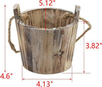 MY MIRONEY 20 OZ Plant Pots, Vintage Wooden Barrel Planter - Solid Rustic Garden Flower Pot with Metal Handles & Frame for Indoor Planter, Office Home Decor, Garden Home Plants, 5.12" x 3.82"