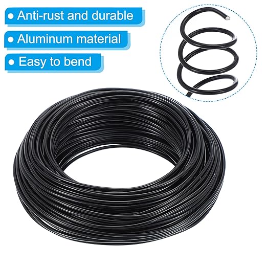 PATIKIL 2.5mm Bonsai Training Wire, 1 Roll Floral Wire Stems Anodized Aluminum Tree Wire 95 Feet Total for Gardening Branch Fixing, Black