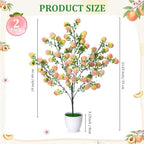 Suncalla 2 Pack Artificial Peach Potted Plants 21.65 Inches Fake Peach Tree Simulation Realistic Fruit Plant with Pot Faux Tree Indoor Decoration for Home Office Living Room Table Desk