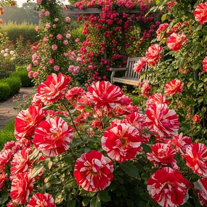 Red White Rose Live Plant, Can Grow As Rose Bushes Shrubs, Fragrant Ready to Plant, Starter Size, 5 to 10 Inc Tall, Dormant in Winter