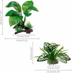 Moonorange Reptile Artificial Plants, Terrarium Plants Decorations Supplies, Aquarium Fish Tank Plant, Amphibian Habitat Hideout Tank Accessories (M Set-2pcs/G)