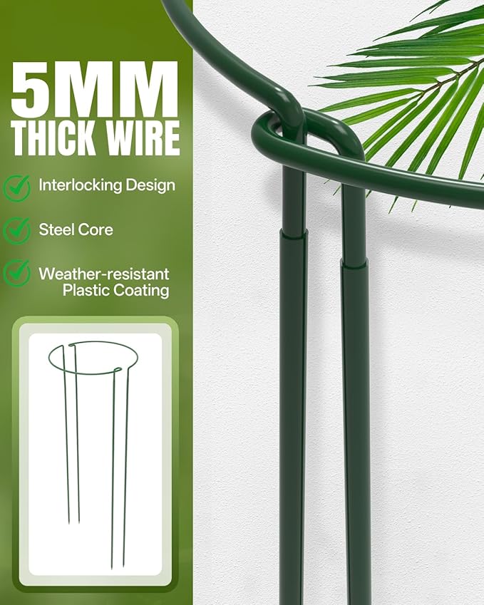Joyhalo 12 Pack Plant Support Stakes, 24 Inch Plant Stakes for Outdoor Plants, Peony Cage with 15 Pcs Green Lables, Peony Cages and Supports, Peonies Support Cages Flower Stakes for Plants