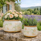 Vintage Ceramic Flower Pots - Indoor Outdoor Planters with Drainage Holes & Filter Screen, 6.5’’& 9’’ Rustic Farmhouse Decorative Plant Pots for Garden/Patio
