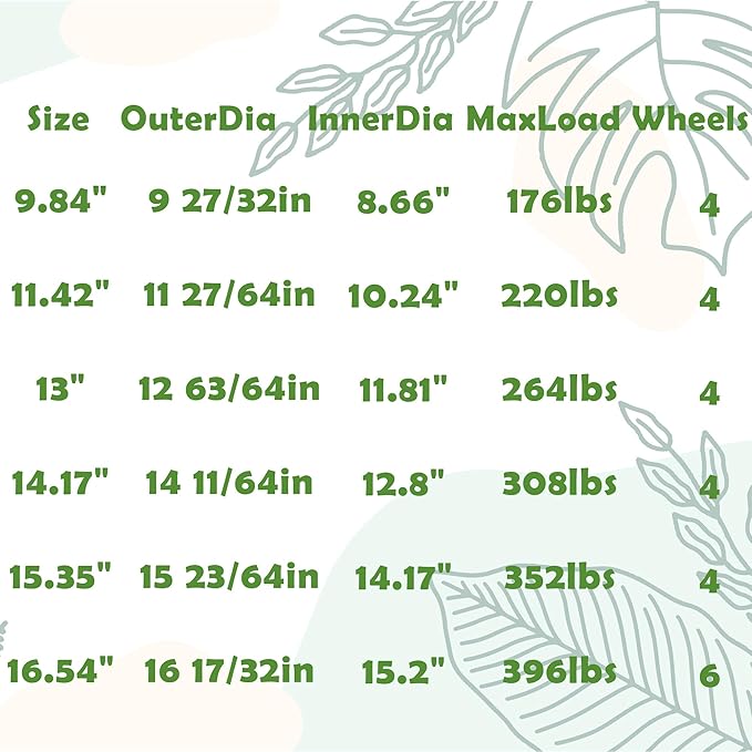 9.8 Inch Square Rolling Plant Caddy Saucer with Wheels, Heavy Duty Wheeled Planter Stand for Potted Plant, Coaster Roller Base Tray with Casters, Flower Pot Dolly Holder for Indoor Outdoor