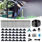 131FT Drip Irrigation Kits with Quick Connector,Automatic Irrigation System with Replaceable 360-degree Bending Dropper,atomizing Copper Nozzle for Watering System for Garden Plant Lawn Patio.