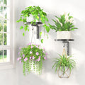 LASZOLA Plant Hangers Shelves Wall Mounted Indoor, Metal Window Plant Holders, 2Pcs Modern Floating Flower Display Stand with 2 Hooks for Outdoor Kitchen Bathroom Decor, Black