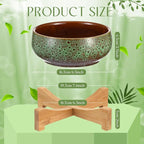 Baderke 2 Pcs Lotus Bowl Planter with Base Ceramic Hydroponic Planter Water Lily Bowl for Planting Aquatic and Indoor Plants Household Ceramic Basin Decor (Green)