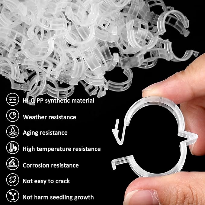 200 Pcs Plastic Trellis Plant Support Clips for Support, Grape and Tomato Vine, Vegetables Plants, Garden Clips to Grow Upright Makes Plants Healthier