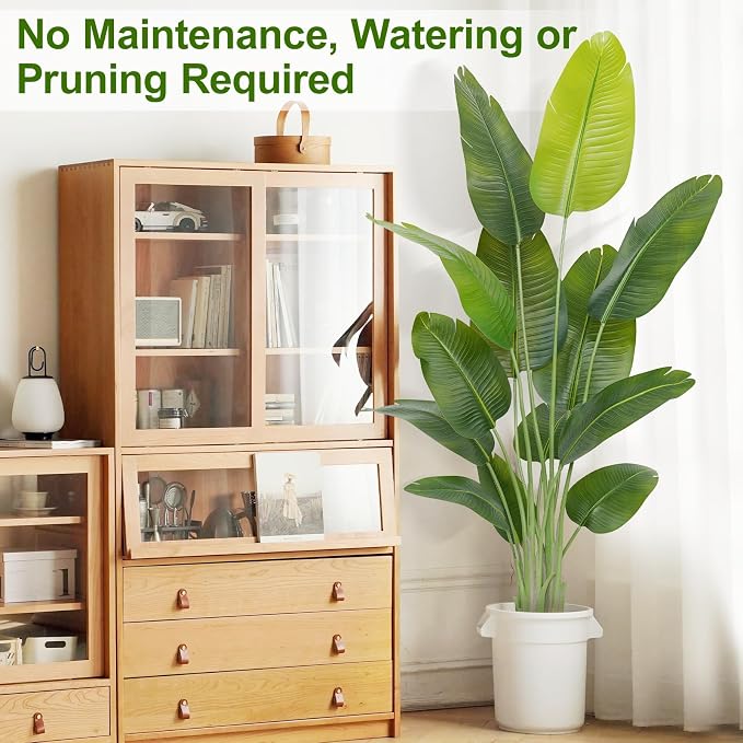 Lifelike Bird of Paradise Artificial Plant,6ft Faux Banana Leaf Tree with 13 Trunks - Perfect Indoor Silk Floor Plant for Home Decor in Living Room, Office, and Bedroom(Set of 2)