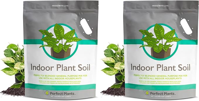 Perfect Plants Indoor Plant Soil 8qt | Perfectly Balanced Potting Mix | Gardening Substrate for All Varieties of Live houseplants (Pack of 2)