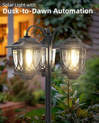 73" Aluminum Solar Lamp Post Light, 3-Head Solar Light Poles for Outside Warm White, 90Lm Dusk to Dawn Waterproof Floor Lamp for Front Yard,Garden, Pathway, Patio Replaceable Bulb