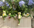 4 PCS Tipsy Frog Statues Pot Hugger Decorations for Plant, Miniature Frog Figurines Women Gifts Garden Decor Outdoor Plant Hangers Decor for Yard,Flower,Lawn Ornament