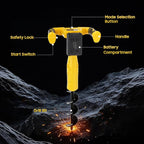 Cordless Electric Post Hole Digger - 20V Earth Auger Hole Digger with 2000mAh Battery & Charger, 550RPM Electric Hole Digging Machine for Digging, Planting, Fencing, Lightweight and Portable Design