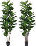 2 Pack Fiddle Leaf Fig Tree - Artificial Ficus Tree with Tall Artificial Plants Large 69 Fiddle Leaves -Fake Trees for Indoor Outdoor Home Decor Living Room