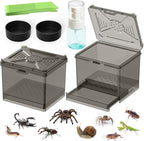 Spider Habitat Kit - Ready-to-Use Box for Small Insects,Dubia Roach, Cockroaches, Crickets, Scorpions, Centipedes, Mantises & Snails 3.74''x3.15''x3.35''(No Assembly Needed)