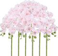 Orchids Artificial Flowers 6PCS Faux Orchid Stems Fake Phalaenopsis Orchid with Stems for Floral Arrangements Home Wedding Dining Table Party Garden Decoration(Light Pink)