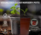 30 Packs Clear Nursery Pots for Plants, 3.5/4/5 Inch High Transparency Plastic Seedling Plant Pot with Drainage Holes, Includes 20 Labels