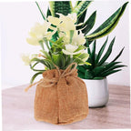 Cabilock Artificial Phalaenopsis Orchid Vase Faux Orchid Flowers Bonsai Creative Bag Potted Fake Flower Decor for Living Room Kitchen Bedroom Wedding Office Table Centerpiece