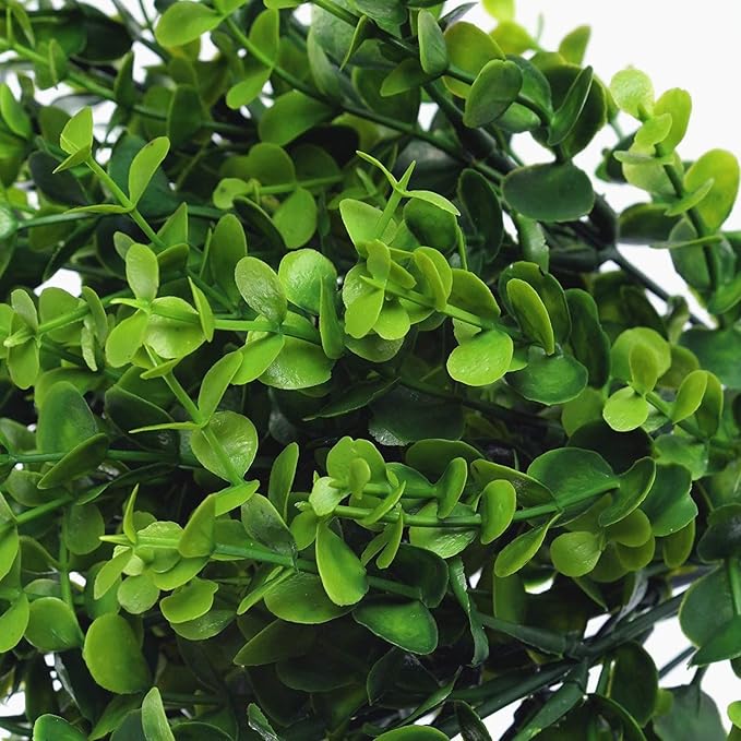 PASYOU Artificial Shrubs, Plastic Plants Fake Eucalyptus Shrub Bushes Grass Greenery Leaves Bush Indoor Outdoor Home Garden Party Verandah Wedding DIY Table Arrangement Decoration Planter Filler 4 Pcs