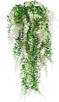 Hanging Monkey Grass Artificial Plants with Lights Outdoor Faux Draping Plants Indoor Artificial Hanging Plants Wall Decor Fake Hanging Planta for Wall House Room Patio Bedroom Decoration(White)