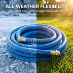 WiseFlow Garden Hose 100FT x 3/4", Heavy Duty Rubber Hose, Water Hose with Five Layered Braiding, Male Female Fittings, 1000PSI Burst, 300PSI Working (Blue)