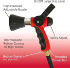 Chapin 4699: Firefighter Water Cannon Hose Nozzle, Fireman Spray Nozzle with Ergonomic Grip and Threaded Hose Connection, Adjustable Twist Nozzle, Lever On/Off Control, Red/Black