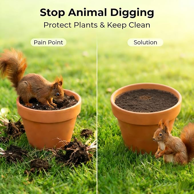 Plant Pot Grids, 11.8 Inch Cuttable Plant Pot Cover, Indoor & Outdoor Plant Pots Soil Protector to Prevent Cats from Digging in Potted Plants (11.8In-4Pcs)