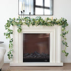 Mizii 2 Strands Artificial Vines Eucalyptus Garland 68" Fake Vine with Silk Leaves Green Garland Faux Hanging Plants Greenery Decoration for Bedroom Room Table Centerpieces Wedding Decor (Greenery)