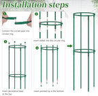 Small Tomato Cage 2 Pack,SupKing Adjustable Plant Trellis Plastic Potted Support Ring Stakes for Indoors Garden Climbing Vines Peony Cucumber,Comes 20 Twist Ties