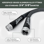 Garden Hose 50ft, Made of TPU(Not PVC), Ultra-Light & Flexible Water Hose, Non-Shrinking, Easy to Store, Drinking Water Safe Material, All-weather, Black&Gray