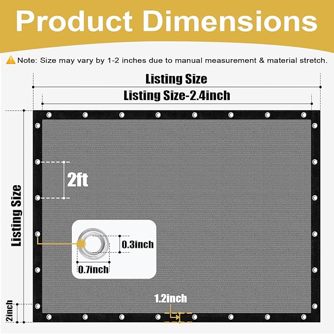 Shade&Beyond 90% Sun Shade Cloth with Grommets, 6' X 20' Pergola Shade Cover Canopy, Mesh Tarp Sun Screens for Patio, Outdoor, Garden, Backyard, Light Gray