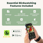 Kiwibit Solar Smart Bird Feeder with Camera No Subscription, AI Bird Species Identification, 4K UHD Live Video & 8MP Photos, Wireless Outdoor Wild Bird Watching Gifts for Bird Lovers, Brown