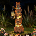 Capybara Solar Garden Statue, Outdoor Capybara Statue with Flower Decoration & Lantern Light, Funny Triple Capybara Decor for Women, Capybara Figurine for Yard Garden Patio Lawn Ornaments