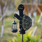 Solar Tortoise Garden Stakes Outdoor Unique Gift Ideas Decor Metal Tortoise Holding Solar Lantern Decorative Outdoor Stakes for Patio, Lawn, Yard and Pathway