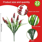 22 Pcs Artificial Outdoor Flowers Fake Outdoor Plants Monkey Grass with Red Flowers for Pot Decor for Window Garden Patio Hanging Planter Pathway Front Porch (22, Red)