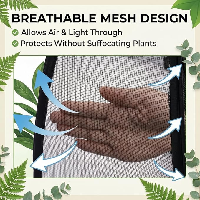 Plant Covers Pop up Gardening Net Cover,Insect Bird Barrier Netting Mesh Plant Netting Pest Guard Cover with Zip Entry for Plants, 2-Pack, Black (Black- 2 Packs)