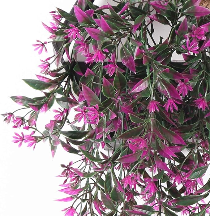 Artificial Hanging Ivy, PASYOU Vine Plastic Plants Grass Leaves Foliage Vines, UV Resistant Greenery Fake Flowers for Home Indoor Outdoor Garden Door Wall Wedding Party DIY Decoration - Fuchsia 4 Pack