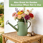 Watering Can for Outdoor&Indoor Plants，1 Gallon Metal Watering Can with with Removable Spout，Galvanized Steel Garden Flower Water Can Plant Watering Pot with 2 Stainless Steel Handles，Cream Green