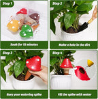 Terracotta Self Watering Spikes, 4 Pack Mushroom Self Watering Planter Insert, Vacation Plant Slow Release Watering Devices for Indoor Outdoor Plants, Colorful Large Water Globes