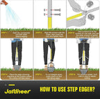 Jardineer Edger Lawn Tool Manual, Manual Half Moon Edger with Double V-Shaped Serrated Edge Blade and Wider Handle, Edging Tool for Landscaping, Sidewalks, Lawn Border, Flower Bed and Yard