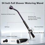 RESTMO Heavy Duty Full Metal Long Watering Wand, 24 Inches Gentle Soft Full Shower Sprayer Wand with Flow Control, Hose Wand for Hanging Baskets, Shrubs, Plants, Flowers, Garden and Lawn, Purple