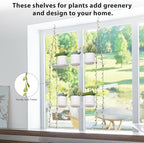 Sumerflos Acrylic Window Boxes Window Plant Shelves 2 Tier - Clear Hanging Shelf Indoor Jute Twine Adjustable Plant Holder for Window Wall Living Room Balcony Natural