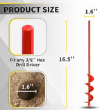 Auger Drill Bit for Planting 1.6"x16.5" Garden Spiral Drill Bit,Heavy-Duty Bulb Auger, Post Hole Digger for 3/8” Hex Driver Drill Solid Shaft