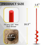 SYITCUN Auger Drill Bit for Planting - 1.6"X16.5" Heavy-Duty Garden Auger Spiral Drill Bit - Bulb Planter Tool - 3/8" Hex Drive Drill