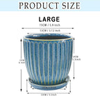 6-Inch Ceramic Plant Pots with Drainage Hole, Flower Pots Planters Pots for Indoor Plants, Flower Pots for Indoor/Outdoor Plants - Succulent, Snake Plant, Money Tree, Basil Planter, Glaze Blue