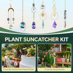 Sun Catcher Plant Hanger for Potted Plants Indoor, 6.7inch Metal Plant Trellis with Crystal Suncatcher for Garden Home Window