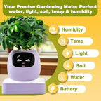 Smart Planter with App Control, Self-Watering AI Plant Pot with LCD Display, Interactive Desk Plant Companion for 100+ Plants, Smart Indoor Planter with Pomodoro Timer,80ml Reservoir,Calendar-Purple