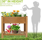 ketive Raised Garden Bed with Legs - Elevated Wooden Planter Box, Durable Fir Wood, Reinforced Frame with Drainage Holes, Liner, and Storage Shelf for Vegetables, Herbs, Flowers, 33.5" x 18" x 30"
